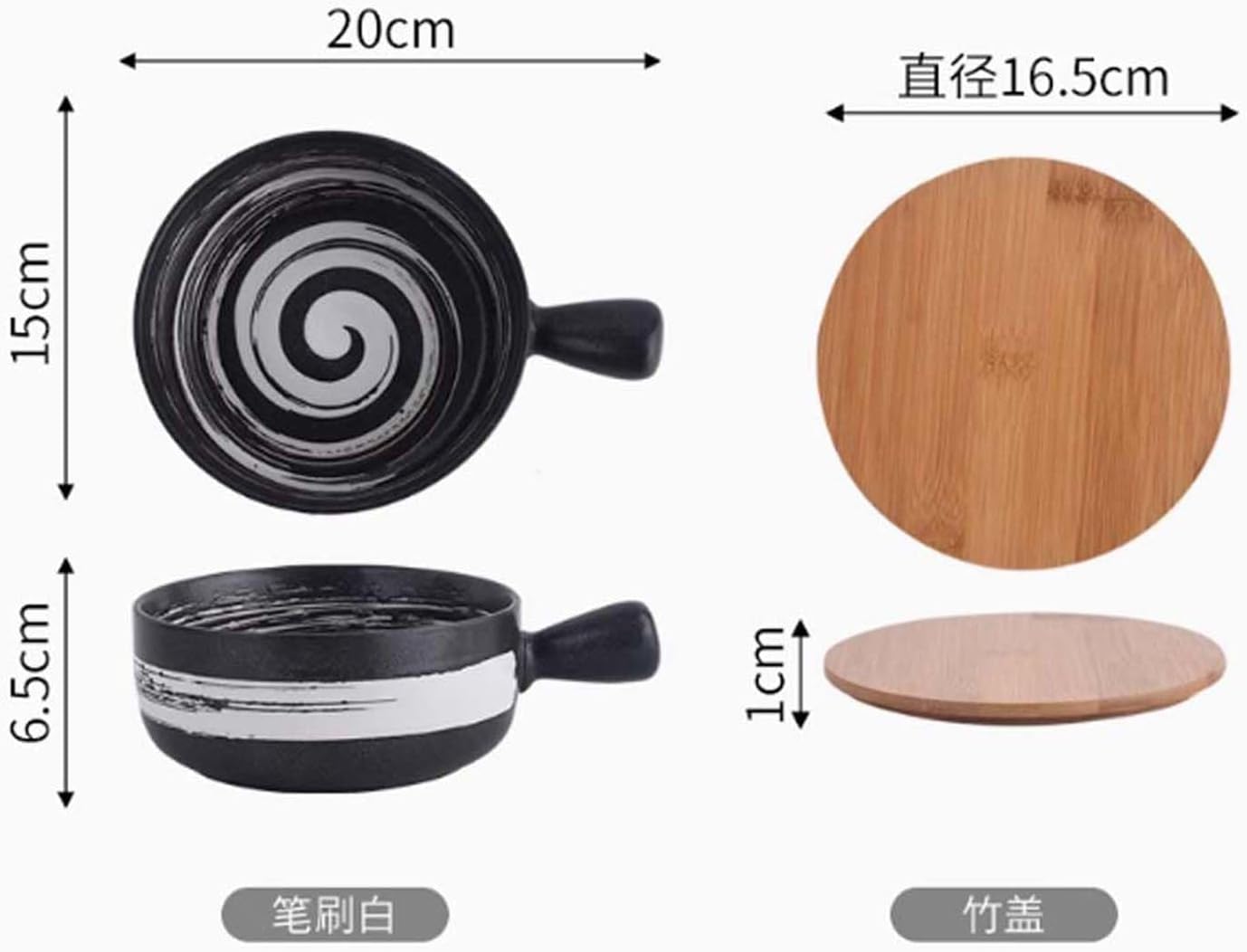 JUNENTER 1 セラミックハンドル ラーメン麺ボウル 蓋付き インスタントラーメンボウル サラダボウル フルーツボウル ラーメ