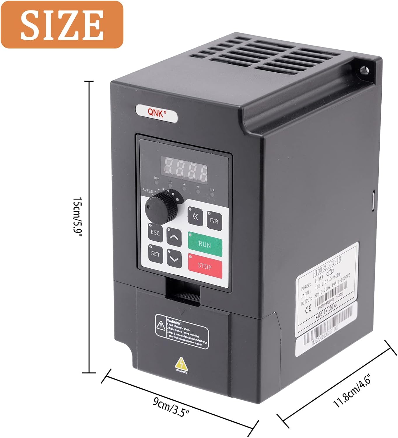 QNK 1.5KW 2HP 110V AC 14A VFD Converter Single to 3 Phase Inverter Variable Frequency Drive CNC Spindle Motor Speed Controller