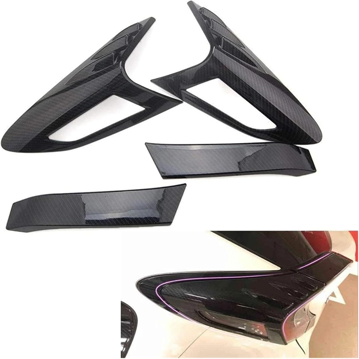 4Pcs Carbon Fiber Style Rear Back Lamp Tail Light Cover Trim Compatible with Toyota CHR C-HR 2016-2018
