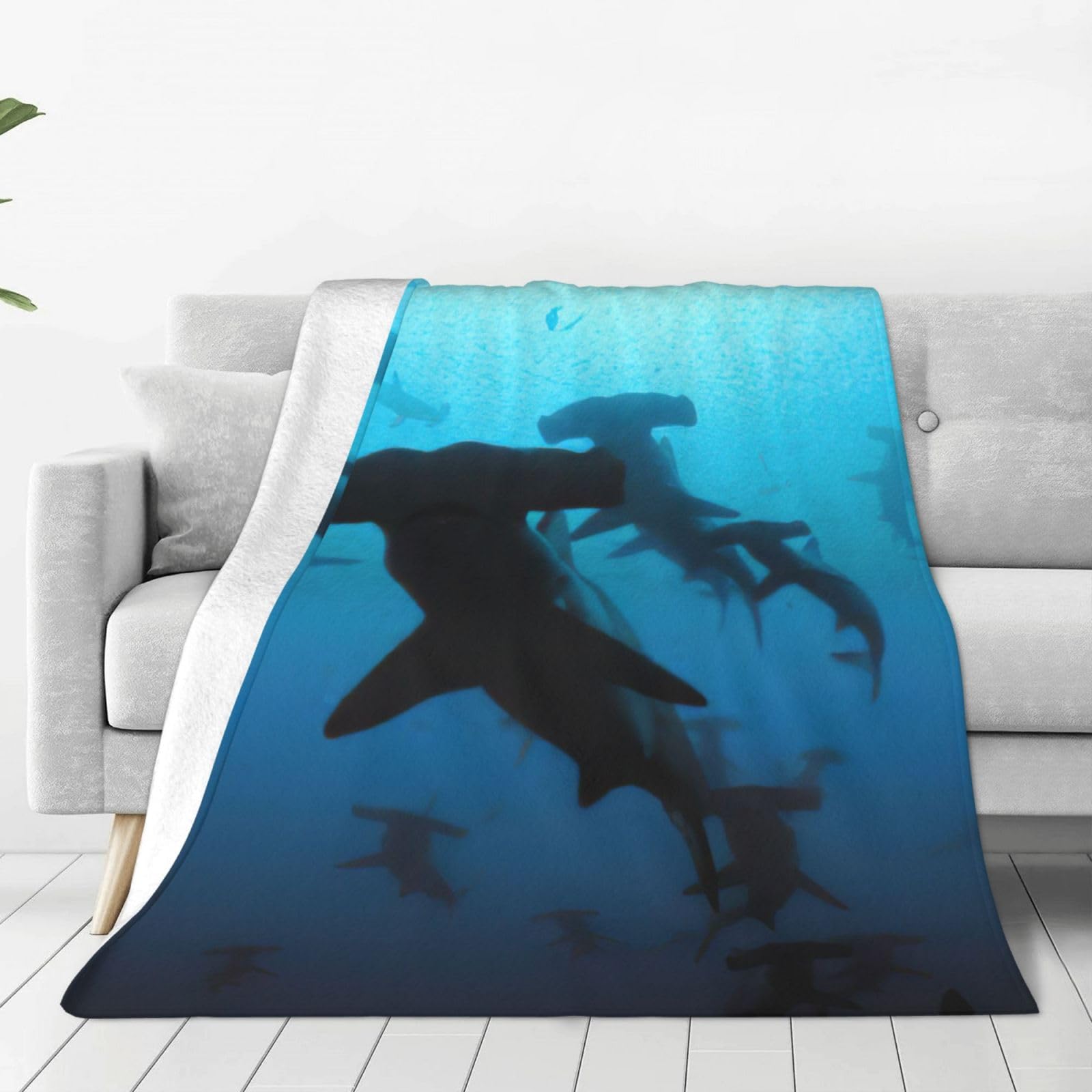 Couverture polaire requins marteaux jeté de canapé en flanelle légère