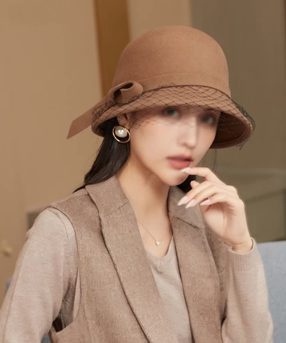 Fedora Cappello Elegante per Le Donne, 1920s Retro Berretto Cloche, Vintage,Cappello Chiesa da Festa di Nozze