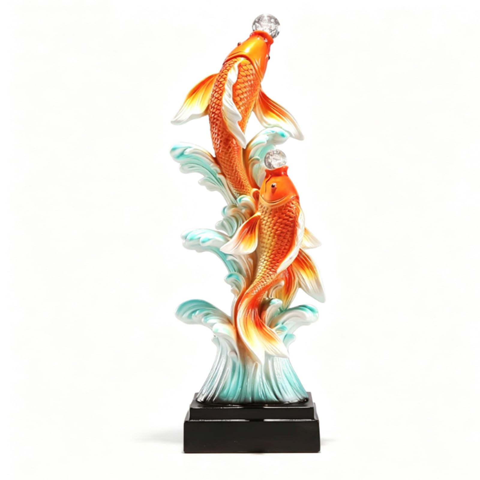 Hhhxkkuu Feng Shui Wealth Attracting Double Carp Figurine Statue