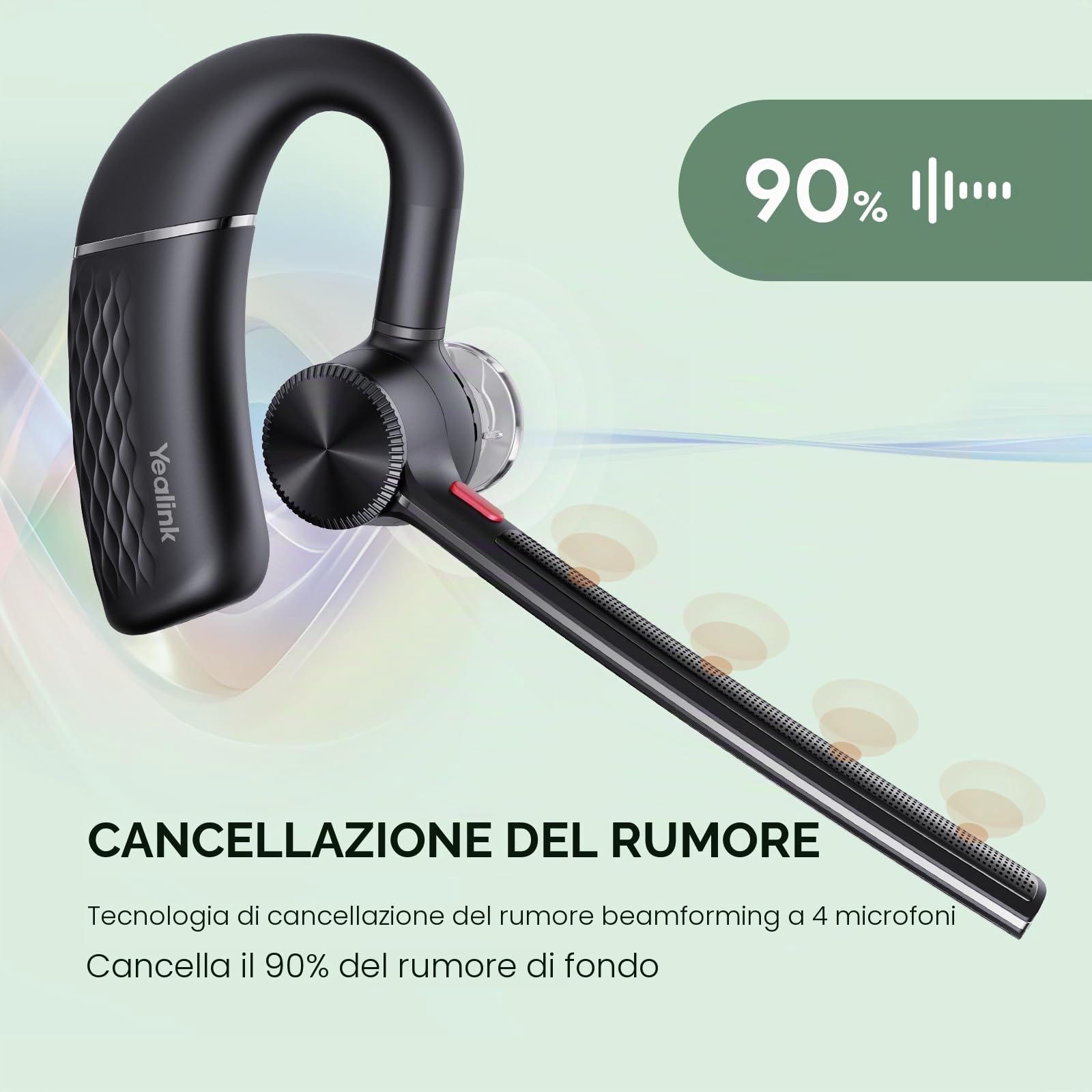 Yealink BH71 Pro - Cuffie Bluetooth con Dongle USB, certificato Teams, auricolare senza fili per cellulare, PC e laptop, microfono a riduzione del rumore, gancio per orecchio regolabile