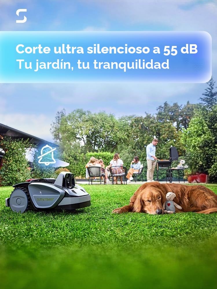 Sunseeker V3 Robot cortacésped inalámbrico 600㎡, Robot cortacésped con función de Corte de un Solo Clic, Robot cortacésped Visual basado en IA con prevención de obstáculos Inteligente, Pendiente del