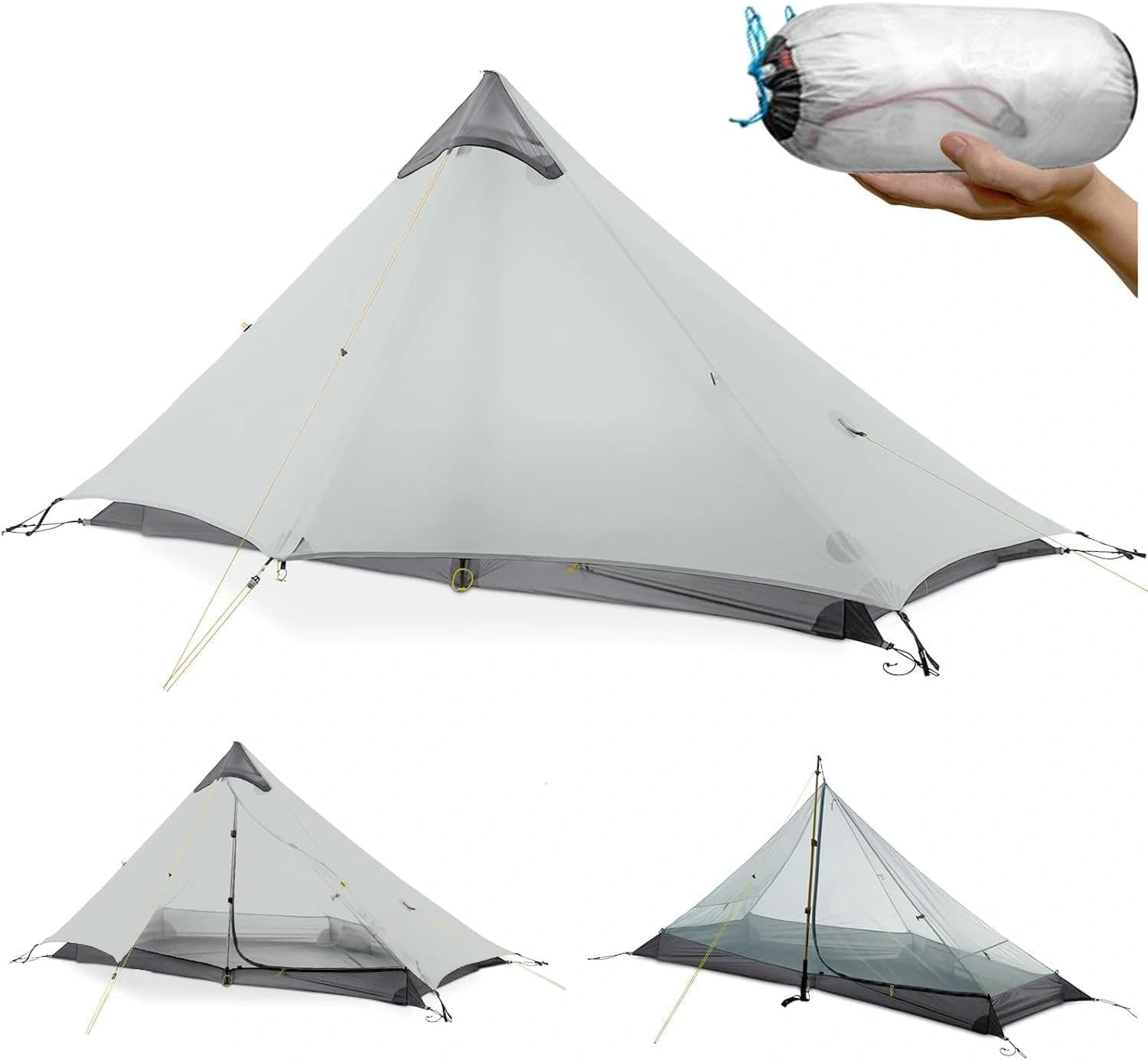 Ultralight Waterproof Tent, Double-Layer Three-Season Backpacking Tent for 1-Person Camping, Kayaking, Climbing, Hiking, Weighing in at only 2 pounds for The Tent
