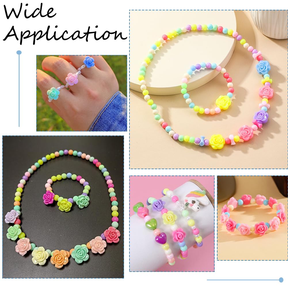 50 Pieces 8mm Floral Acrylic Beads - Clear Multi-Color For Necklace & Jewelry Making 6 thumbnail image