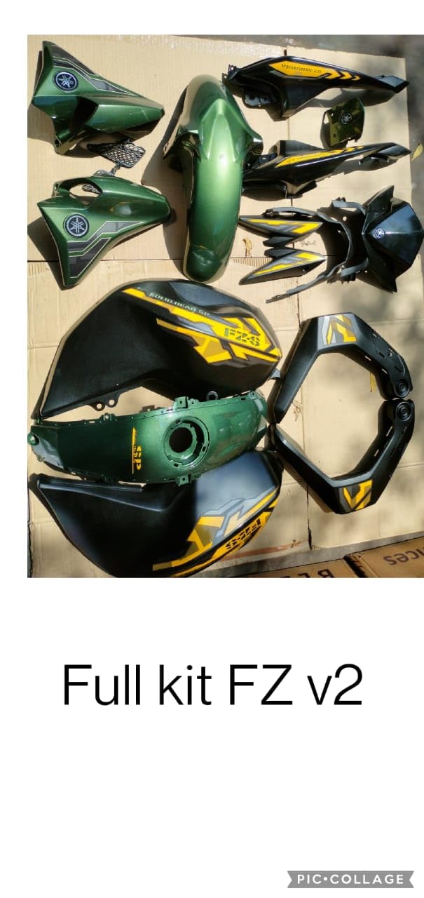 Ya-ma-HAA FZ V2 Motorcycle Complete Body Panel Kit Green & Black with Yellow Graphics | Full Fairing Replacement Set | Premium ABS Plastic Body Parts | OEM Precision Fit for FZ Version 2-image-3
