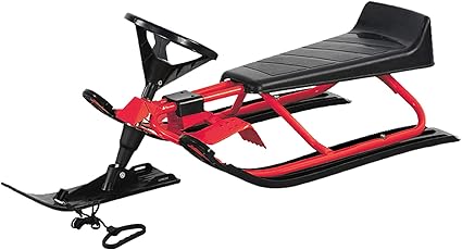 froadp 120 50 38cm bobs metall schlitten mit fussbremse lenkrad und zugseil kinderschlitten rodel max belastung 75kg typ a rot schwarz amazon de sport freizeit