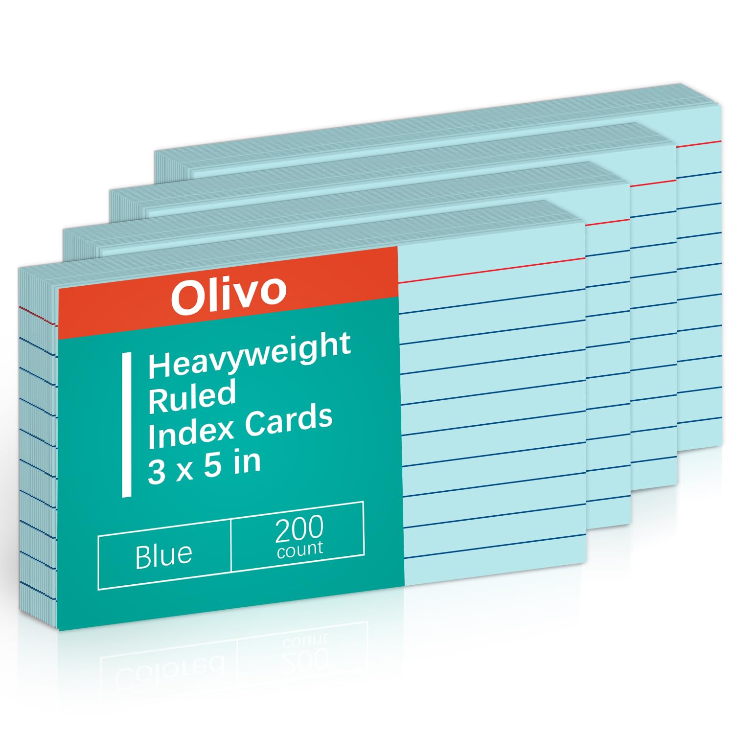 Blue Lined Index Cards 3x5 Ruled Note Cards 200 Count, 180 GSM Heavy Weight — image 1