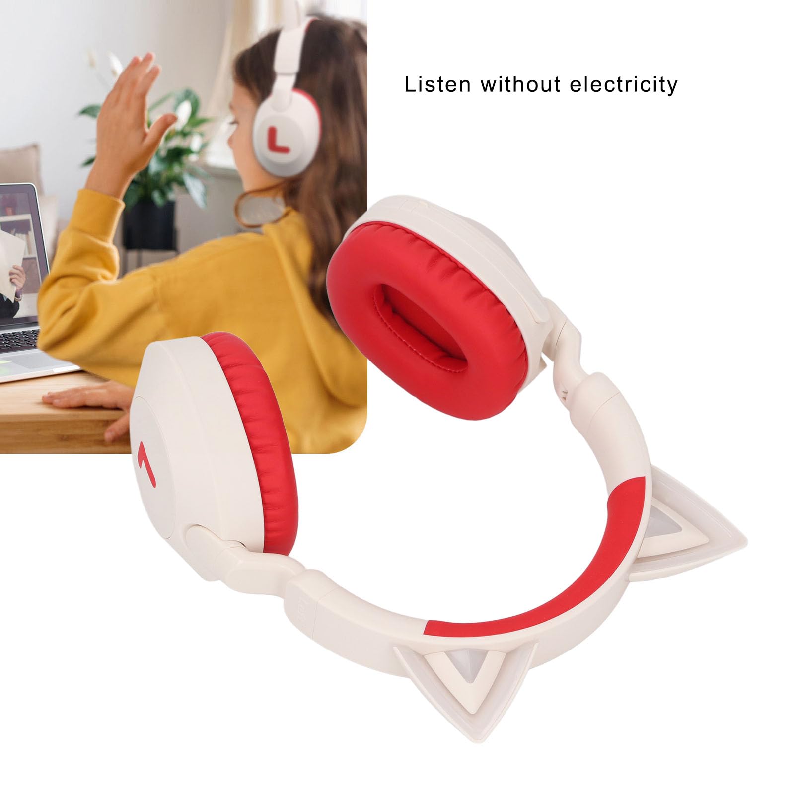 Garsent Cuffie Cat Ear, Cuffie Wireless Bluetooth 5.4 con Effetto Luce LED, Limitazione Volume 85 DB, Microfono Pieghevole, per Bambini Adolescenti Adulti Viaggi Scolastici (rosso)