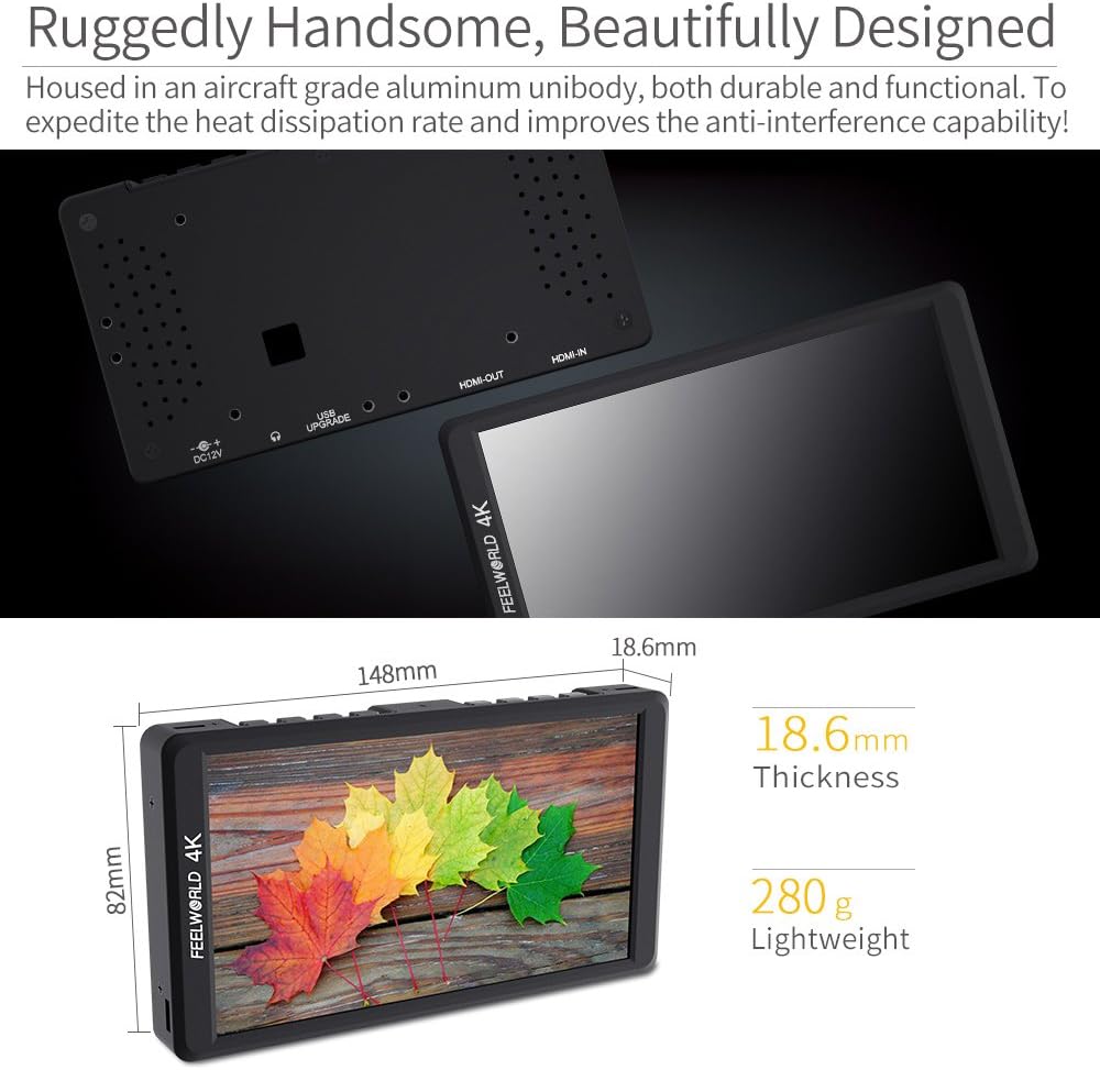 Feelworld F570 5.7 Inch On Camera Field Monitor DSLR Small HD Focus Video Assist 1920x1080 IPS With 4K HDMI Input Output Metal Case