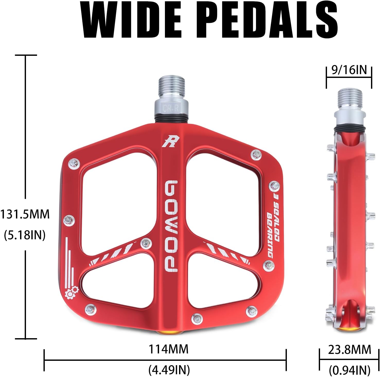 Bike Pedals Mountain Bike Adult, Light MTB Flat Pedals Grippy w 9pcs Non-Slip Studs, Aluminum Alloy Composite Platform Pedals,Suitable for Women, Children, Road Bikes, BMX,MTB and Leisure Bikes