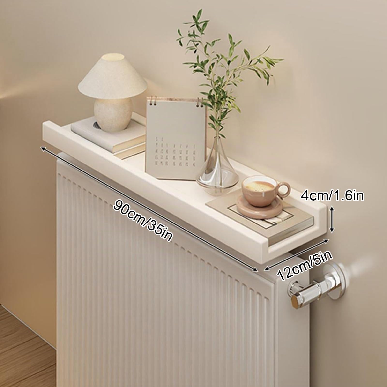 Mensola Sopra Termosifone in Legno, Mensola Termosifone, Copritermosifoni per Camera da Letto per Riporre e Decorare, Lati Rialzati, Portata 20 kg(Brown,90 * 12 * 4cm/35 * 5 * 1.6in)
