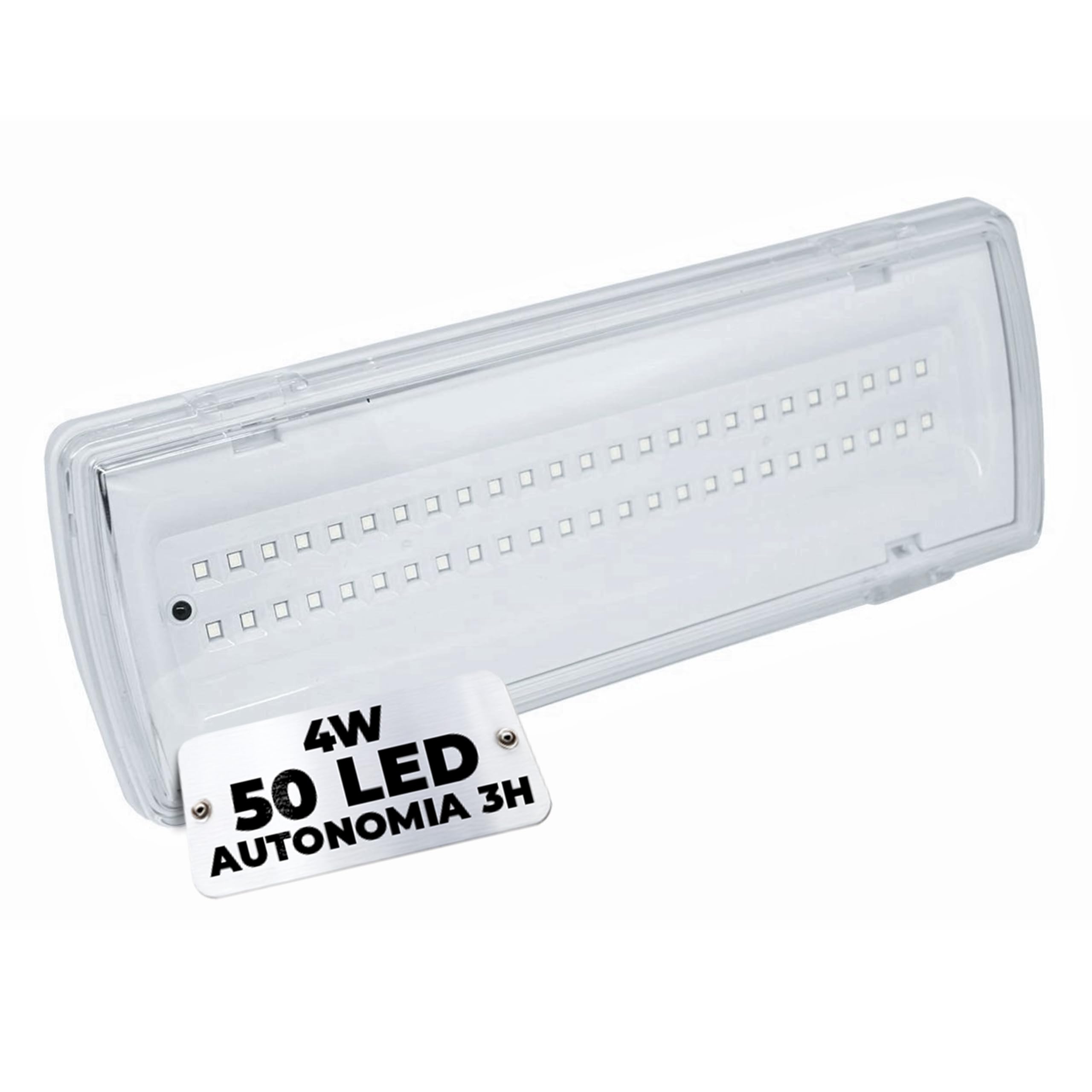 tempo di saldi Lampada Emergenza 4W con 50 LED, Misura 27 x 9,​8 x 5,​5 cm 3 Ore di Autonomia, Lampada Emergenza da Parete per casa, scale, garage, Plafoniera LED da Muro