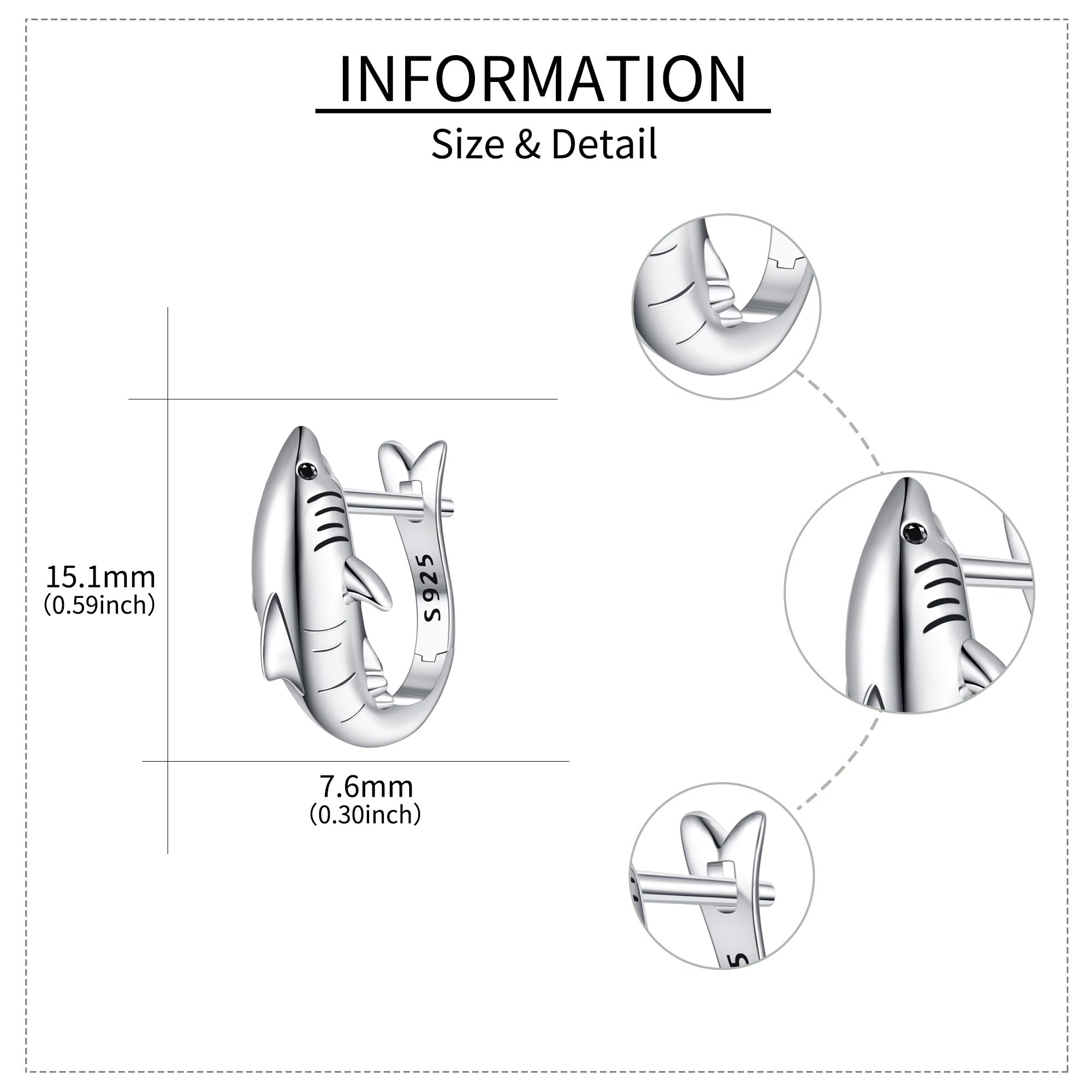 Orecchini da donna in argento Sterling con squalo gioielli da donna