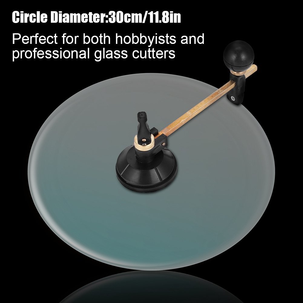 ZJchao Compasses Type Glass Cutter, 6 Wheel Compasses Circular Cutting Cutter with Suction Cup Circle(30CM)