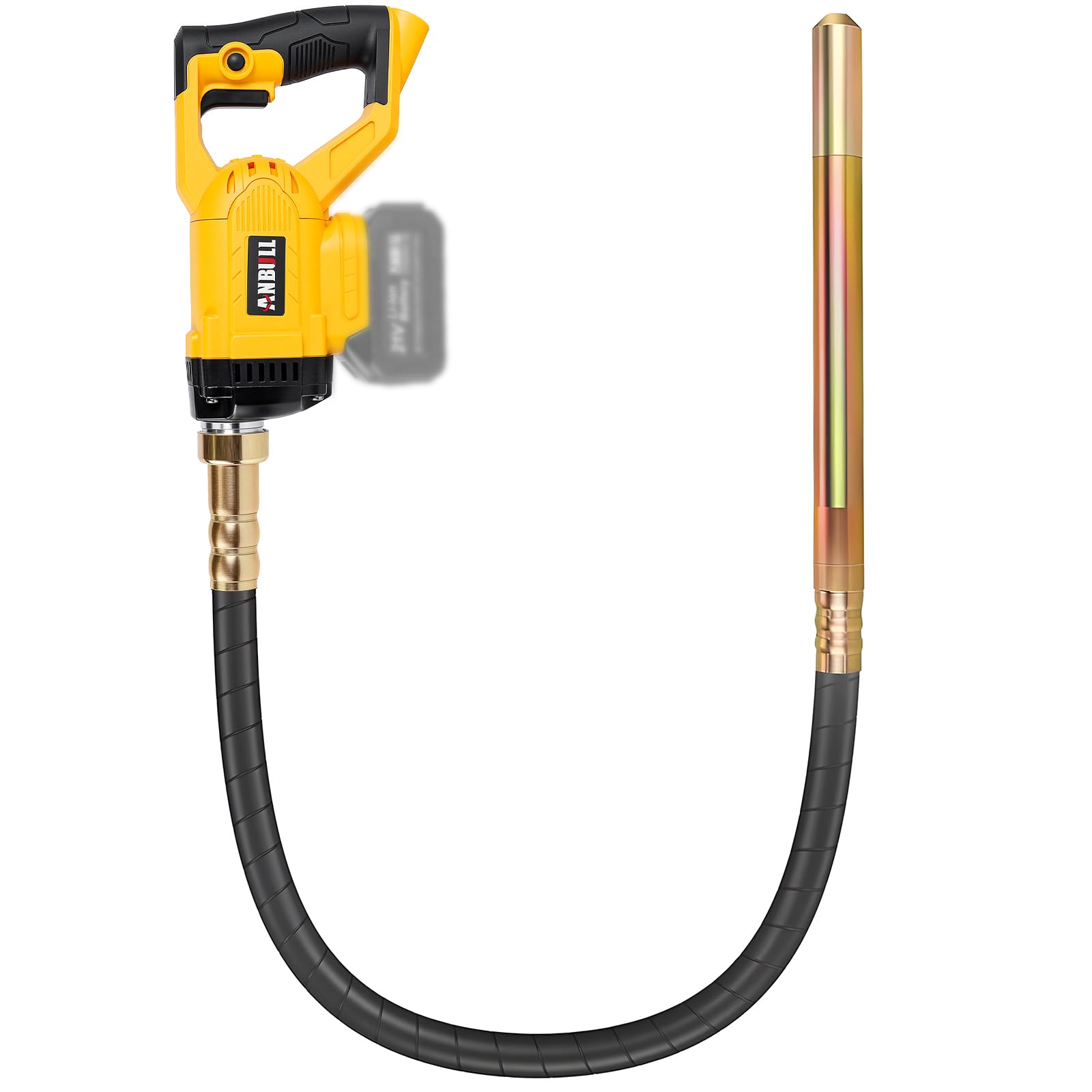 Anbull Vibreur Beton à Batterie 2 m (Sans Batterie), Adaptateur compatible avec les batteries Makita（18.5V-21V), 4800 tr/min, Amplitude 0,9 mm, Vibreuse Beton, Concrete Vibrator