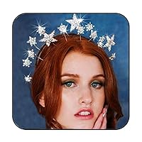 Vista 1 de Fashey Diadema de estrella con corona de halo plateado, accesorios para el cabello para mujer (plateado)