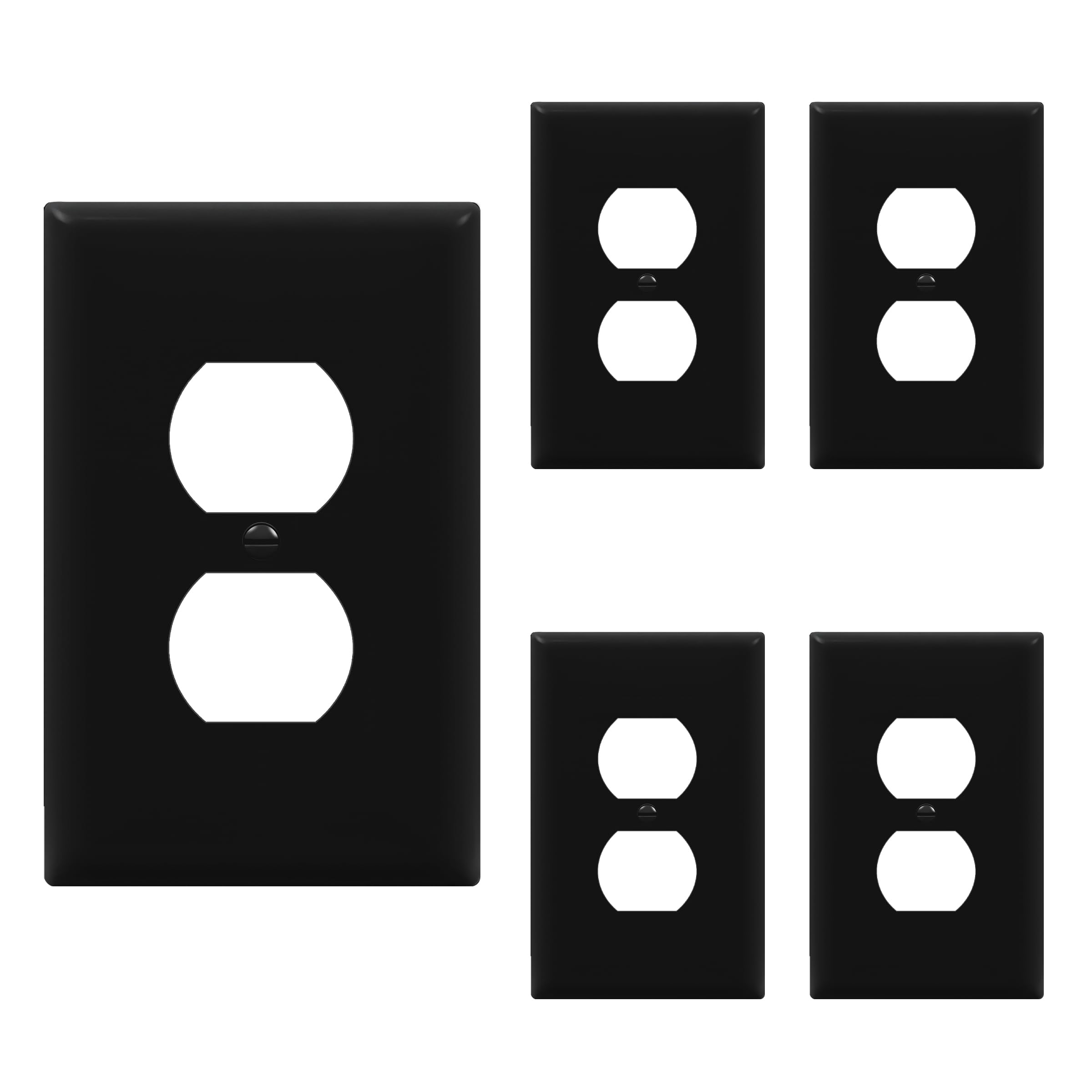 ENERLITES 5 Pack Mid-Size Duplex Outlet Covers Wall Plate, Black
