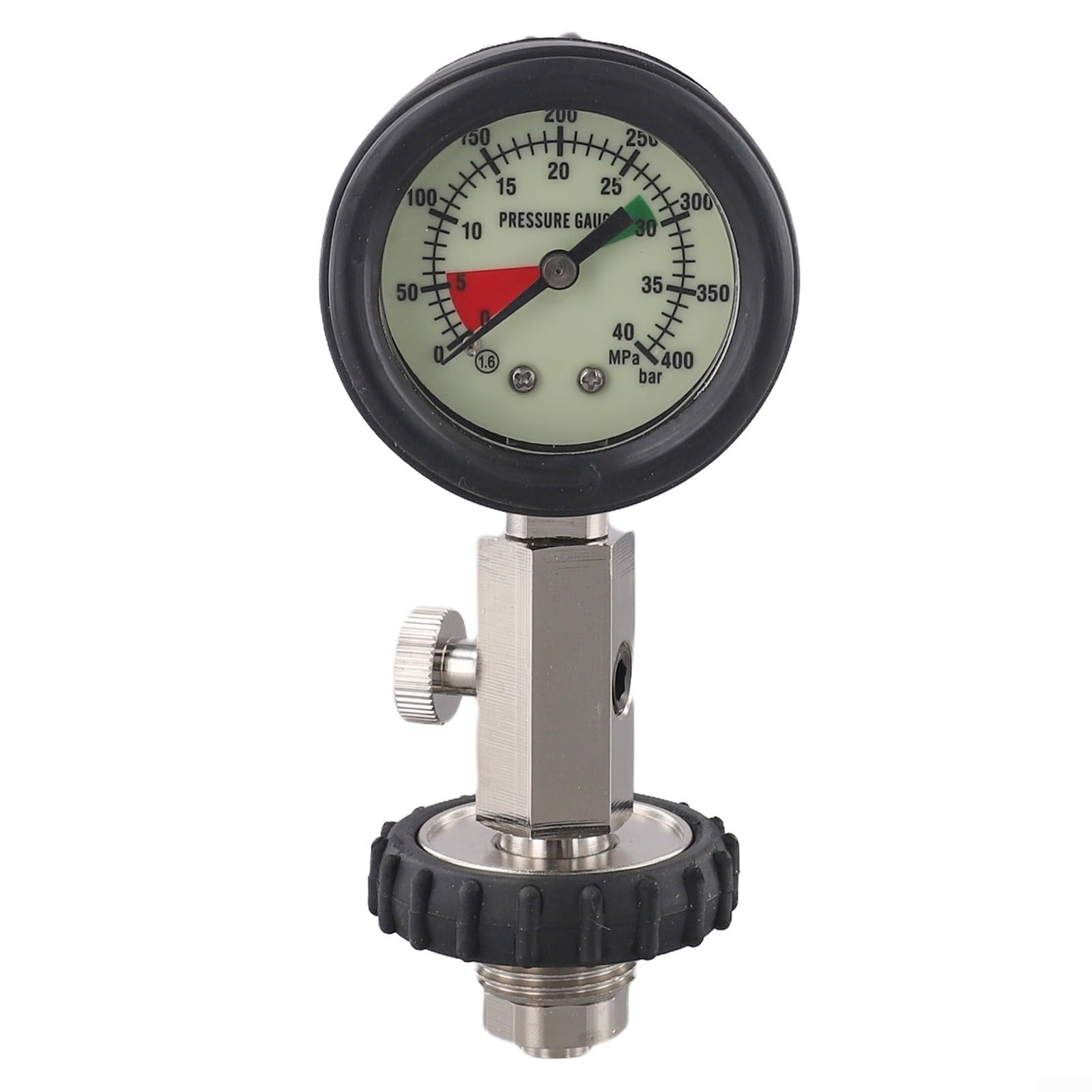 Manometer für Tauch- und Feuerwehrzylinder mit G58 Gewinde Außengewinde 0 300BAR Messbereich Messing und Edelstahl Konstruktion