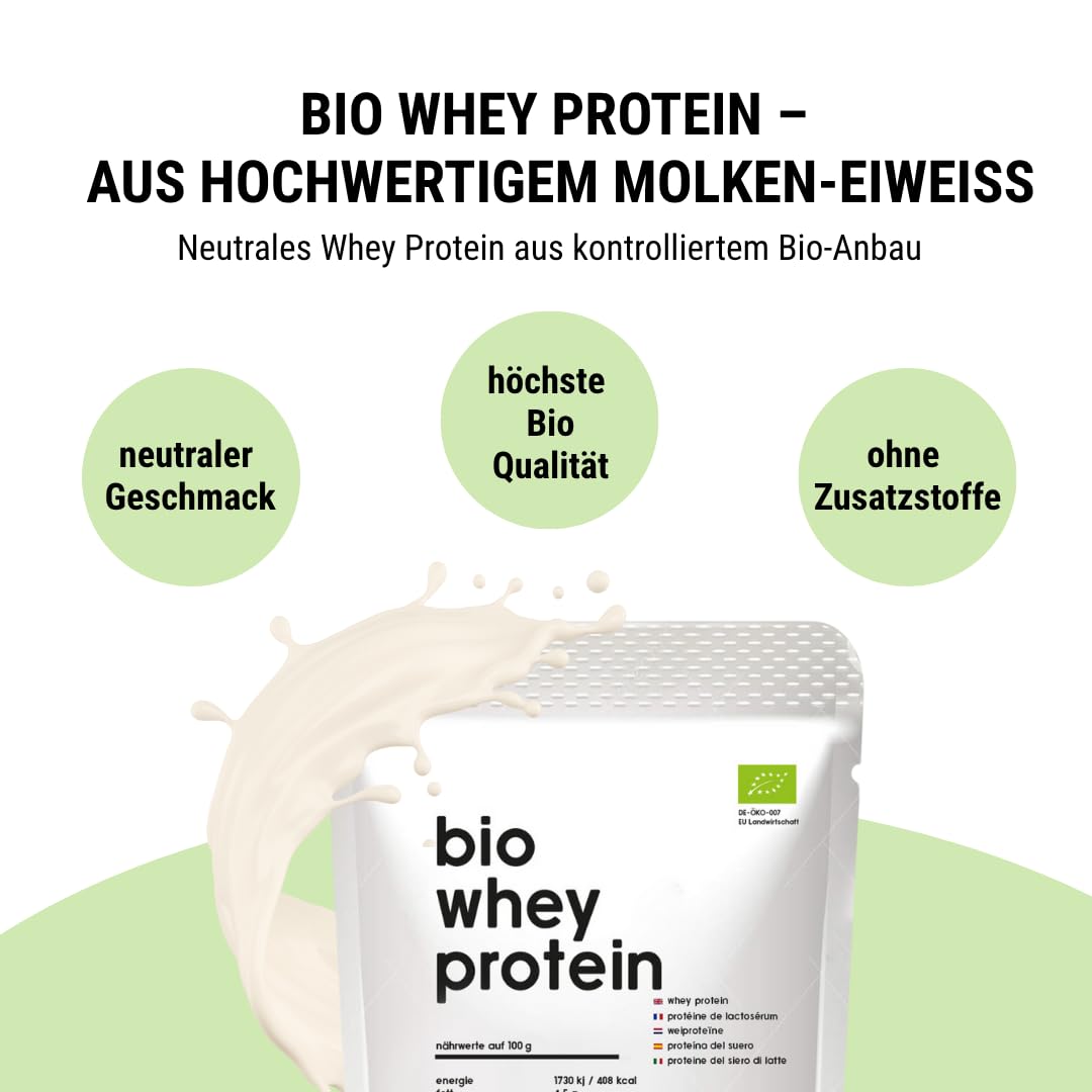 BIO PREMIUM WHEY PROTEIN aus Bio-Molke, 100% Eiweiß-Pulver, Superfood, Weidehaltung, neutral, ohne Süßstoffe, 900 g