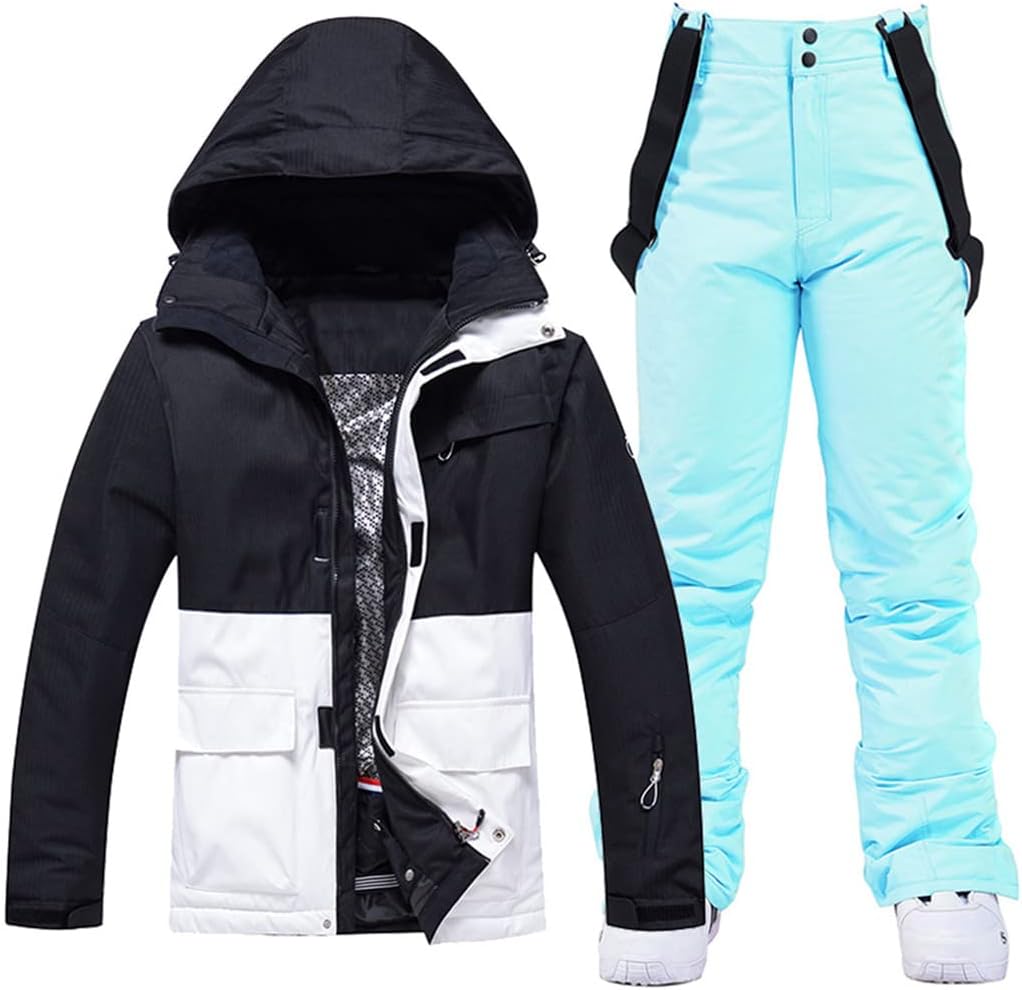 Haitpant Women's Winter Snow Suit Sets Snowboarding Skiing Waterproof Windproof Snow Coat Jackets and Strap Pants
