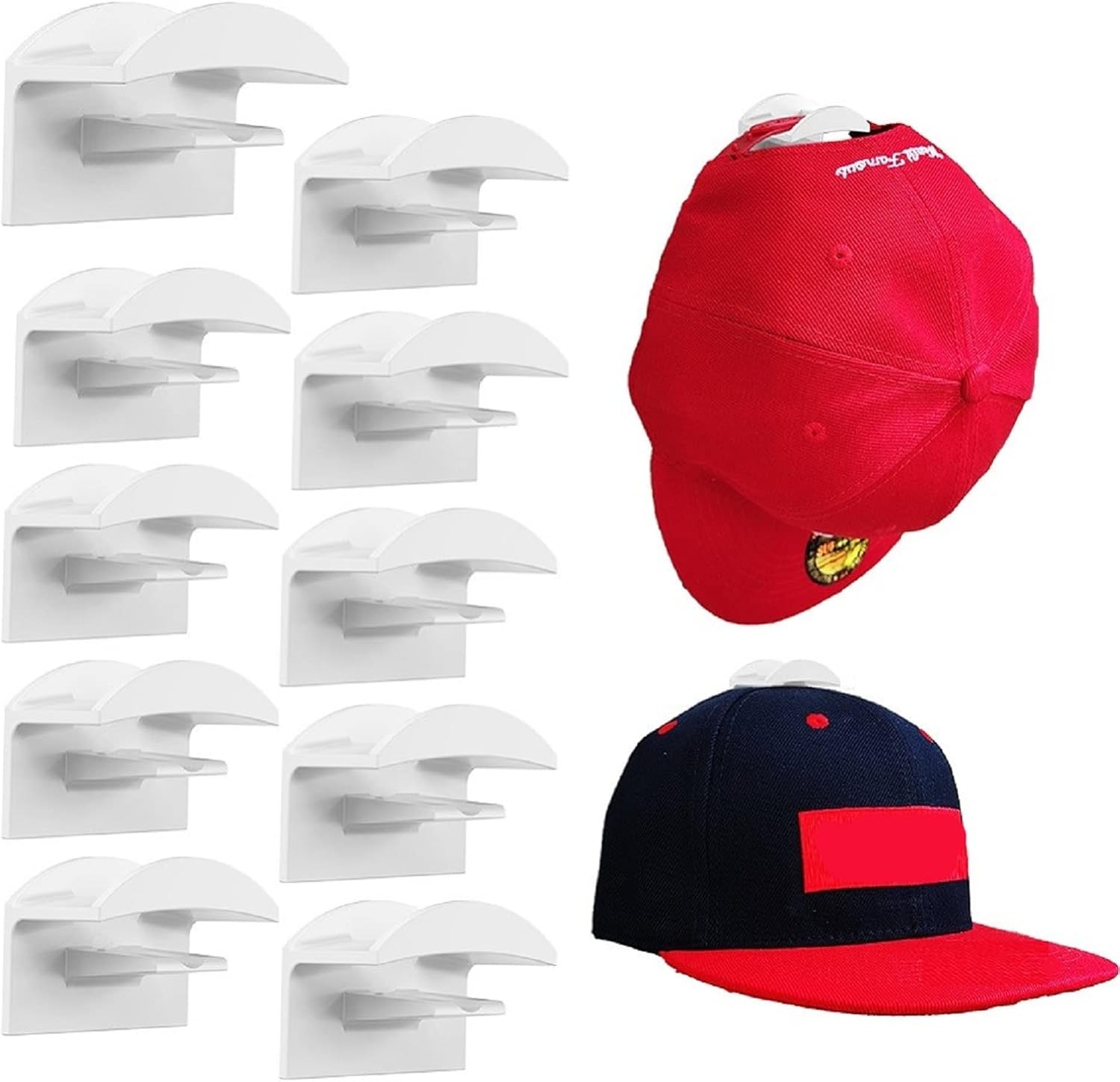 10 Pack Adhesive Hat Hooks for Wall, Hat Display Racks
