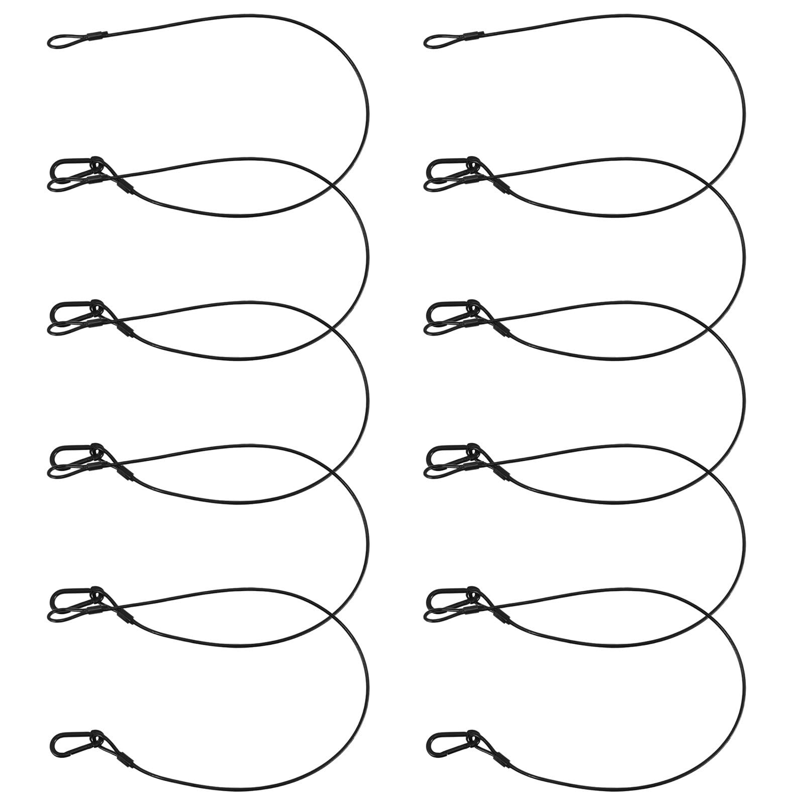 Garneck Cavo di Sicurezza 4mm X 800mm per Fissaggio Sicuro 10 Pezzi in Acciaio Nero Capacità 50kg per Luci da Palcoscenico Durante Esibizioni e Spettacoli