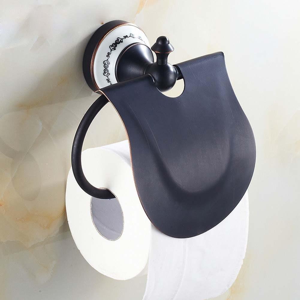 MSAJ-Copper and black bronze tissue holder base Black ceramic toilet roll holder