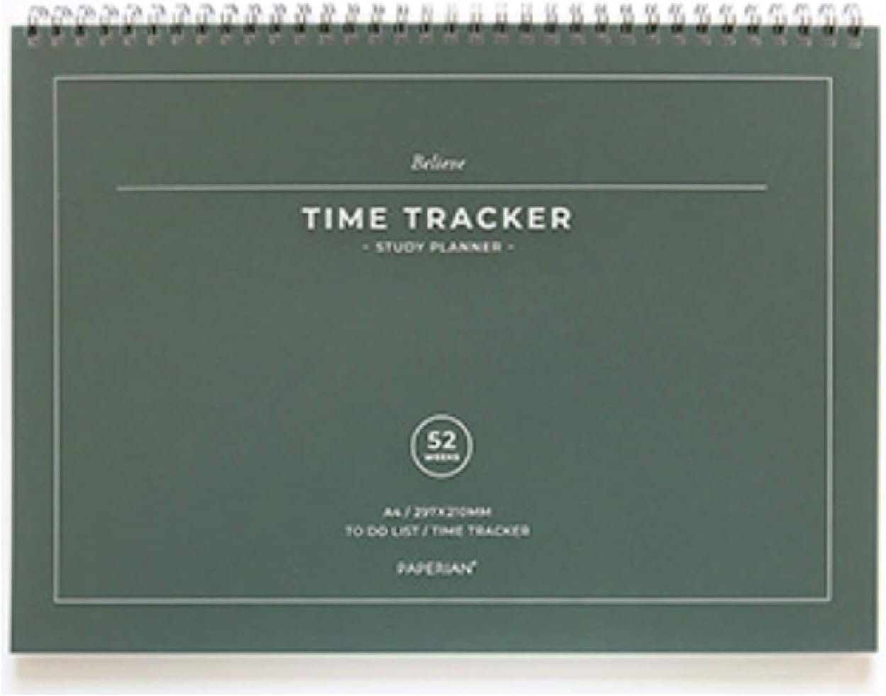Paperian Believe Time Tracker - A4 Size Wirebound Undated Learning Planner/To Do List/Diary Pine Green