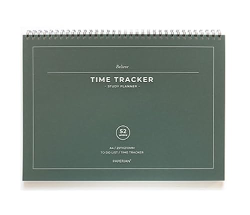 Paperian Believe Time Tracker - A4 Size Wirebound Undated Learning Planner/To Do List/Diary Pine Green