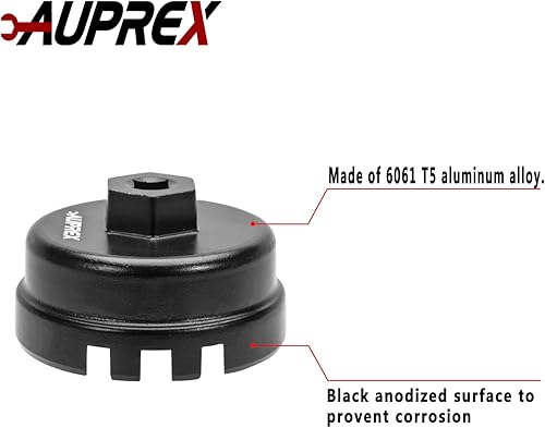 Miniatura 5 de AUPREX Herramienta de llave de filtro de aceite de 6 ranuras de 2.520in, 14 flautas para motores ToyotaLexusScion de 1.8 litros, compatible con