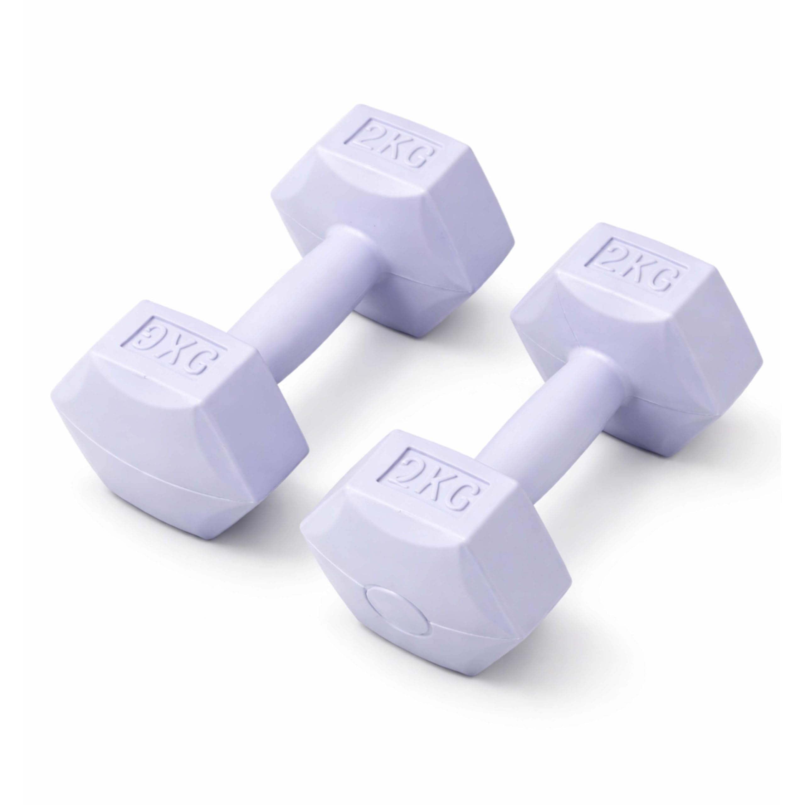 ADEPTNA Dumbbells Set (Pair) 2 Pack Hex Weights Hand Dumbbells for Home Workout, Strength Training, Fitness, Gym, Yoga & Toning Non-Slip Grip (Lilac, 2KG)