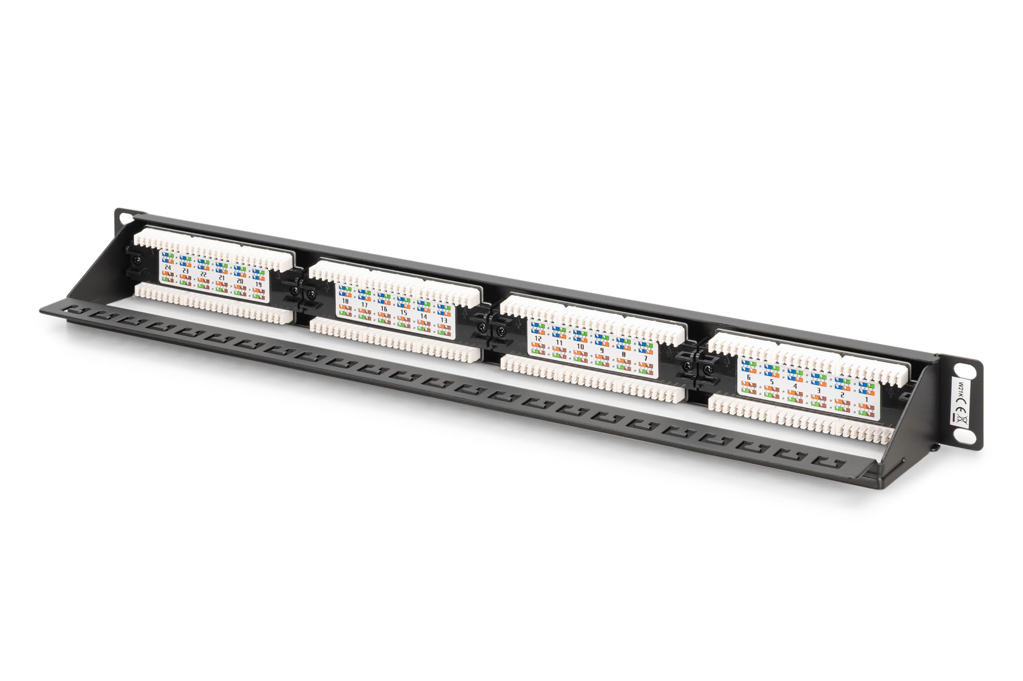 DIGITUS Patch panel da 19 pollici – CAT 6 – Patch-panel LSA – 24 porte RJ45 – Non schermato – Montaggio su rack 1 U – Nero