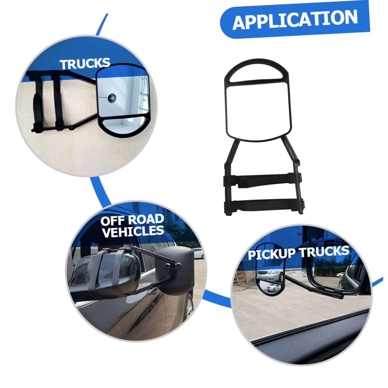 GALPADA Espejo de Remolque Ajustable Abrazadera Negra, Extensión Lateral Multifuncional para Vehículos y Remolques Instalación Estable y Correas de Goma