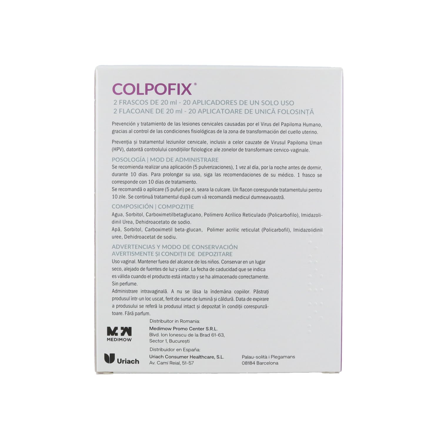 COLPOFIX GEL VAGINAL EN SPRAY | 2 Frascos 20ml (20 Aplicadores)