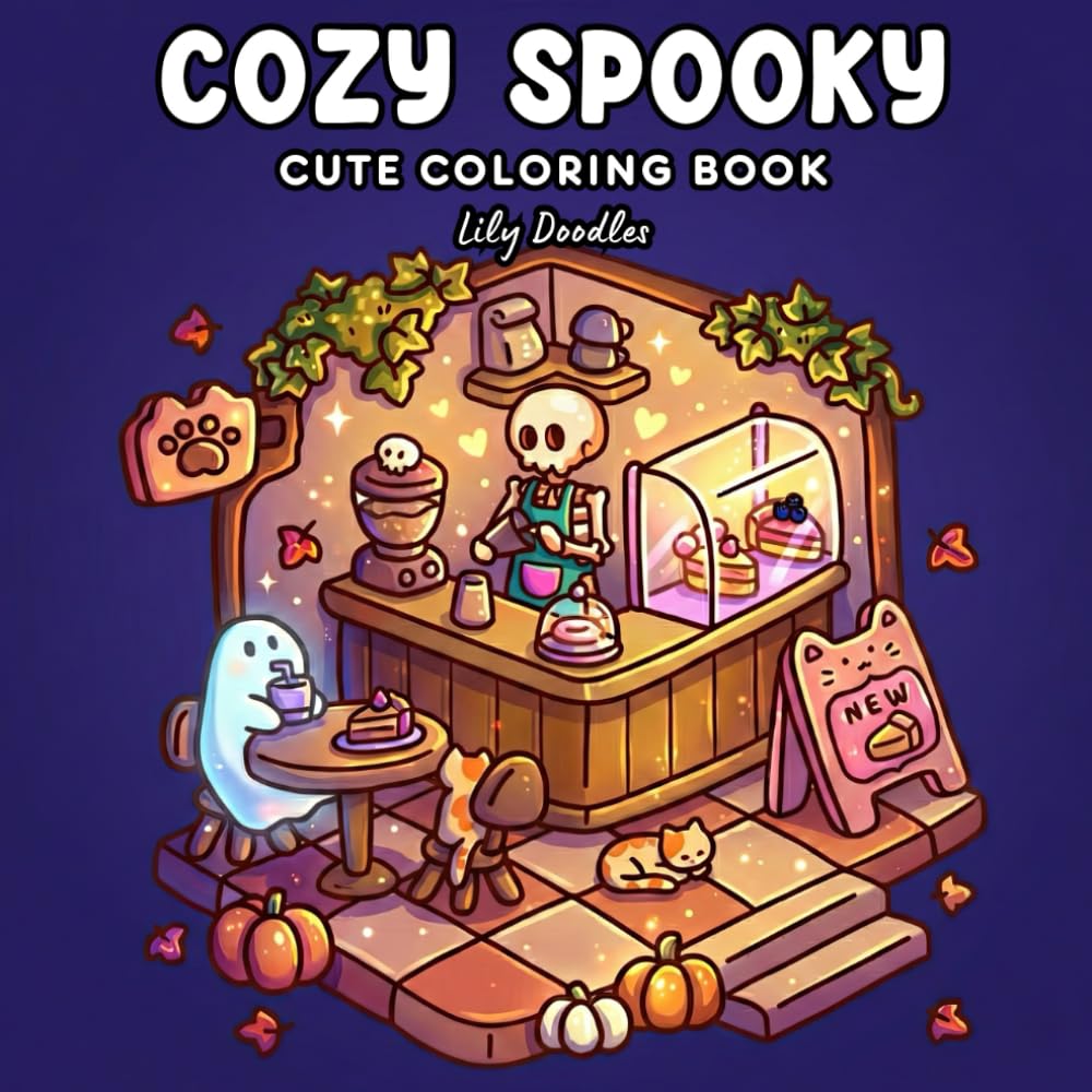 Cozy Spooky: Cute Coloring Book with Fun and Relaxing Scenes (Revised Edition)