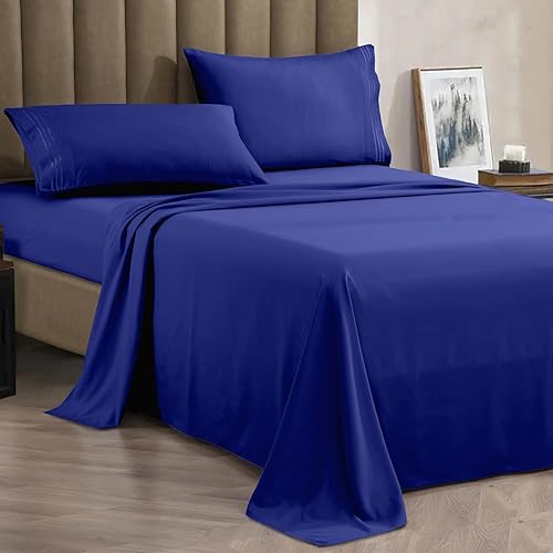 Vista 150 de Juego de sábanas de microfibra de 4 piezas prémium de calidad hotelera 1800 hilos, resistente a las arrugas, ultra suave y transpirable, juego