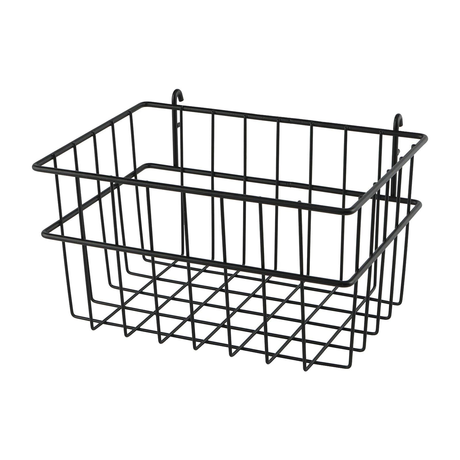 Pegboard Basket Display Hanging Wire Shelf Basket for Workshop Home Entryway L black-image-29