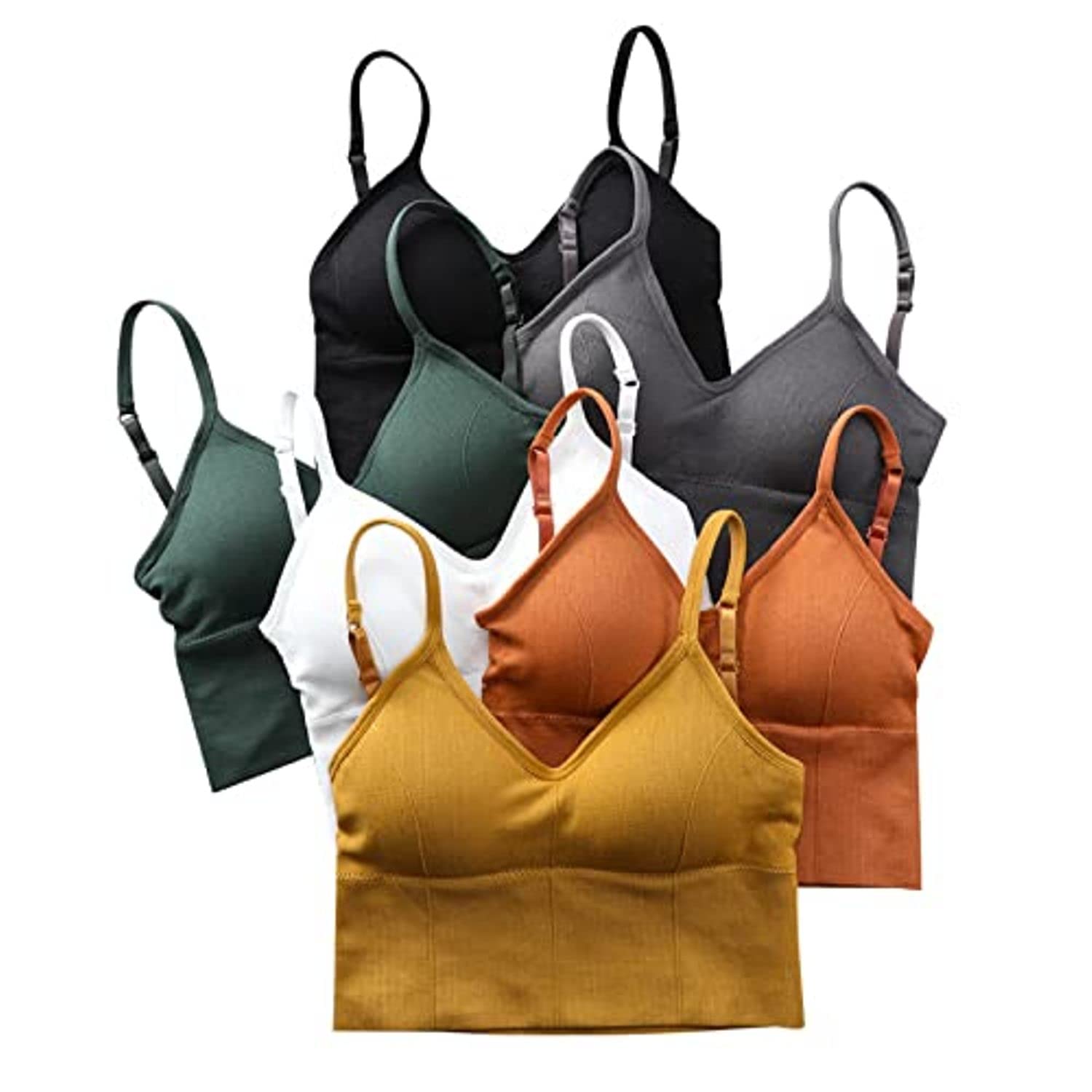 diver Women Cotton Longline Padded Wire Free Adjustable Straps Sports Bra Bralette Camisole Tank Top for Workout Fitness Gym Pack of 3 (Multicolor Free Size) Multicolour-picture-16