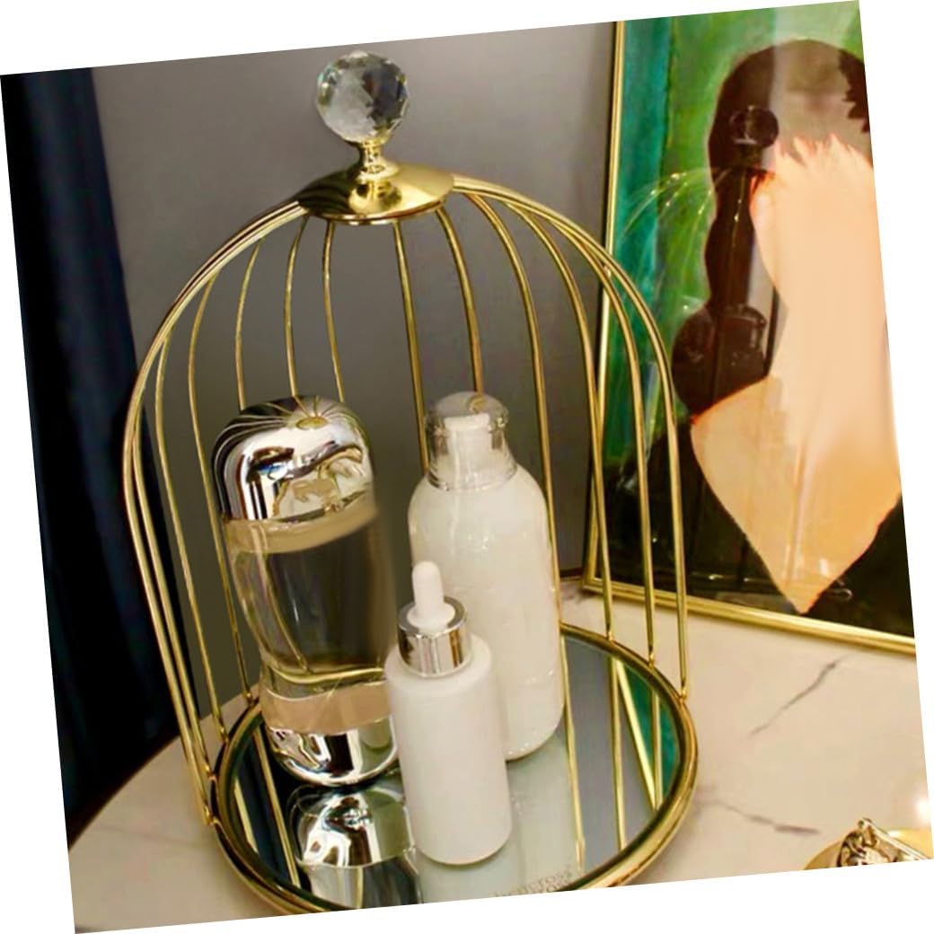 Luxshiny Birdcage Jewelry Stand Jewelry Holder Iron Art Storage Rack Multi-functional