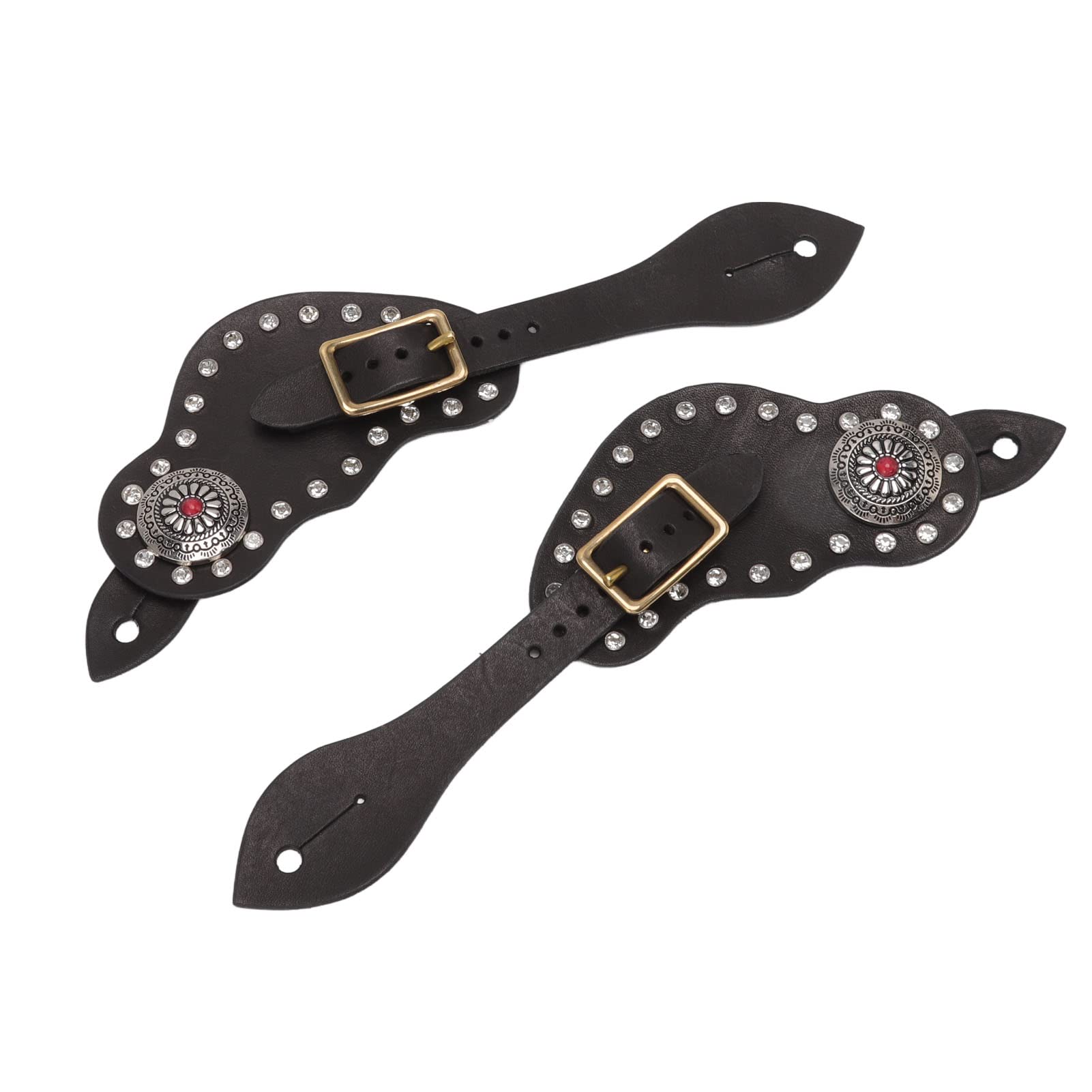 Cinturini per speroni in Pelle per Uomo Donna, Cinturini per speroni Occidentali in Pelle Stile Vintage Occidentale Equipaggiamento Protettivo per Equitazione Accessori equestri