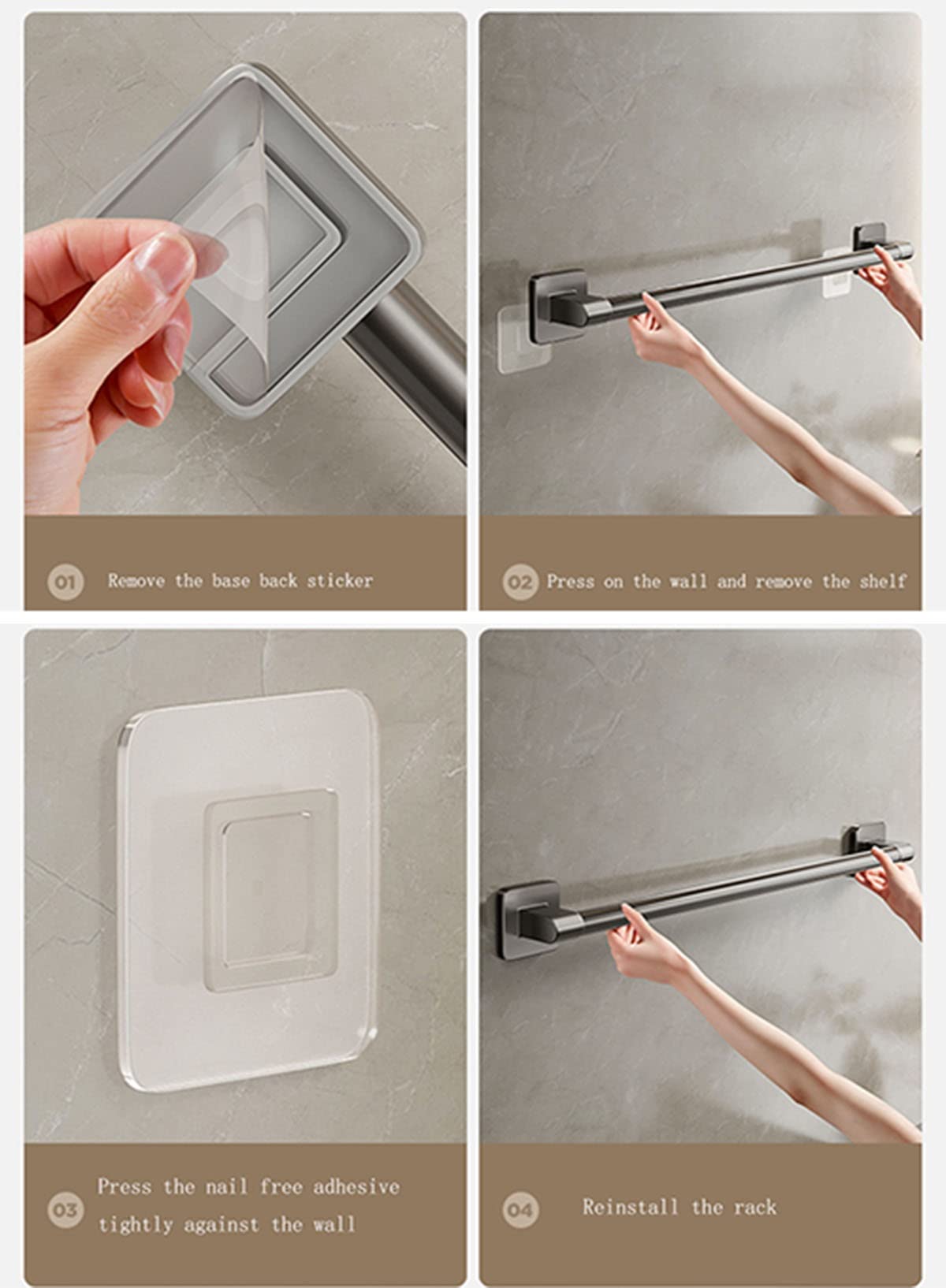 Toallero Toallero Barras Toallero Toallero Toallero Soporte para Baño Cocina Collar Soporte Montado en la Pared Acero Inoxidable Cromado Para Ducha Armario Habitación (Color: Blanco, Tamaño: 70 cm)