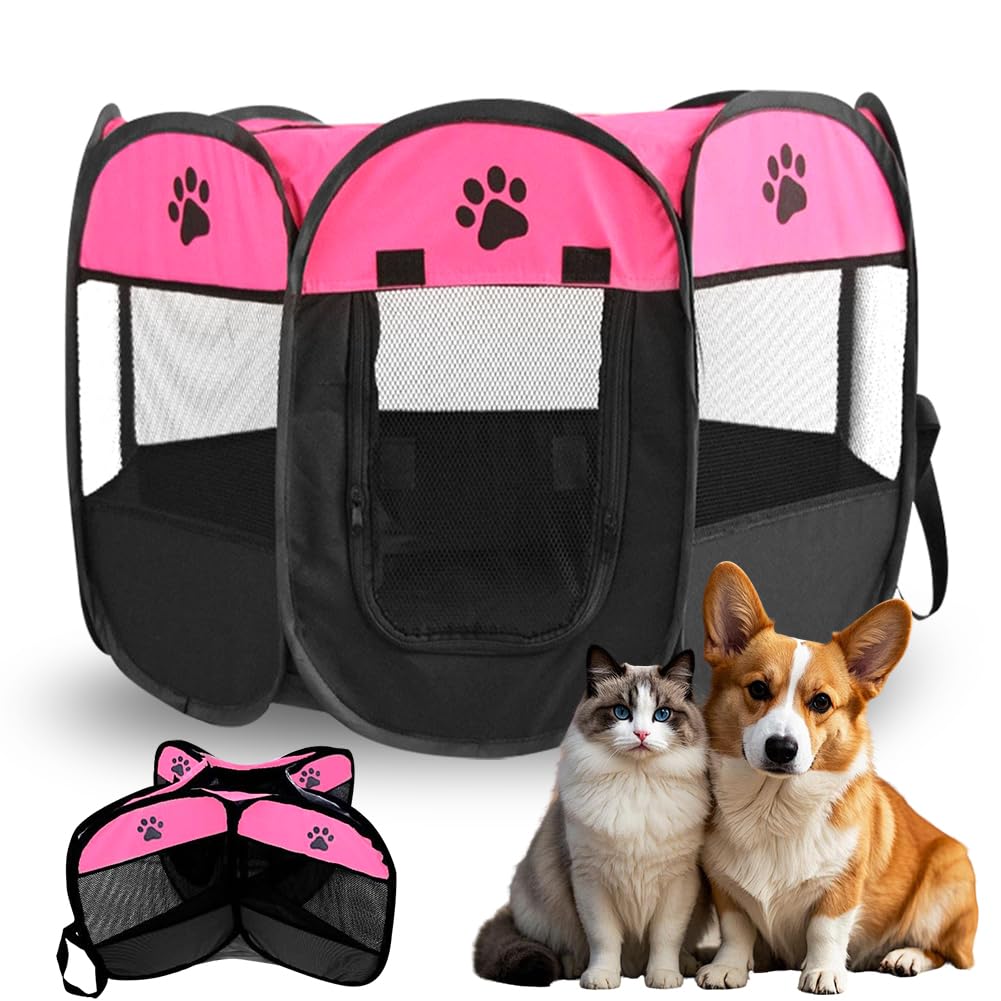 Parque plegable para cachorros, transportín para perros, 74 x 74 x 43 cm, parque para cachorros, recinto para gatos, recinto para animales pequeños para casa, parque corral al aire libre para perros