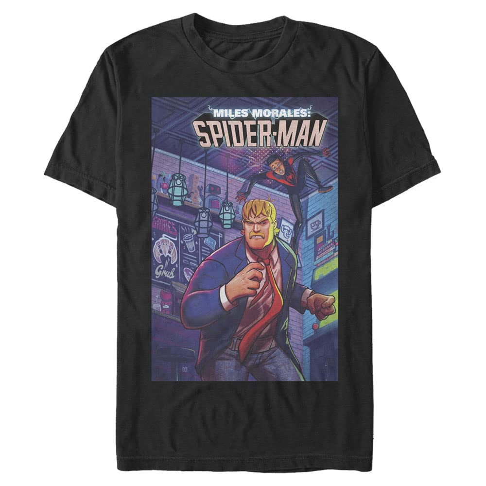 Johnny Bravo Big & Tall Men's Short Sleeve Tee - Black, 3XL Tall, Loose Fit Cartoon Graphic Shirt