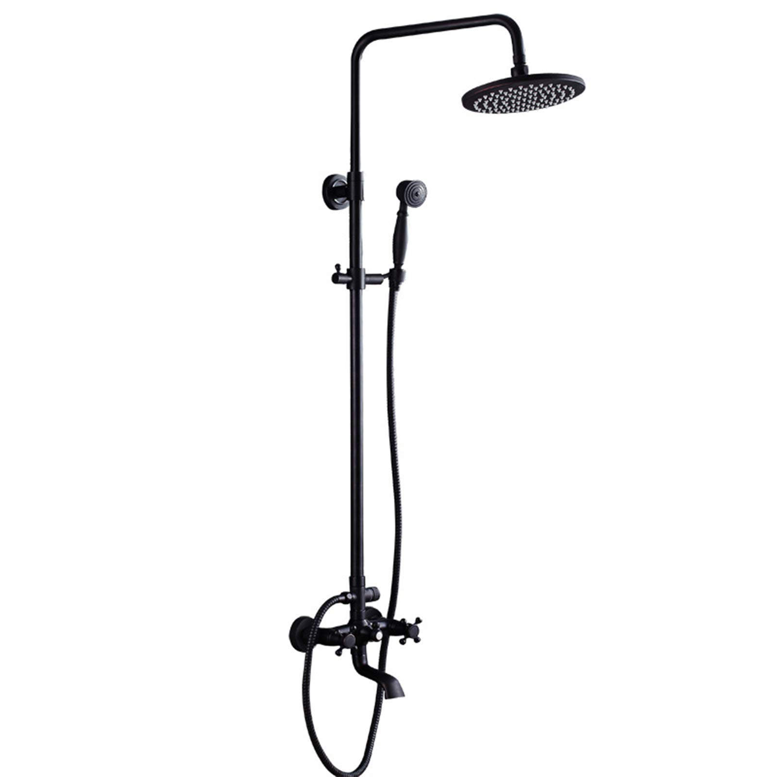 Système de douche à effet de pluie en bronze noir mat chic pour baignoire