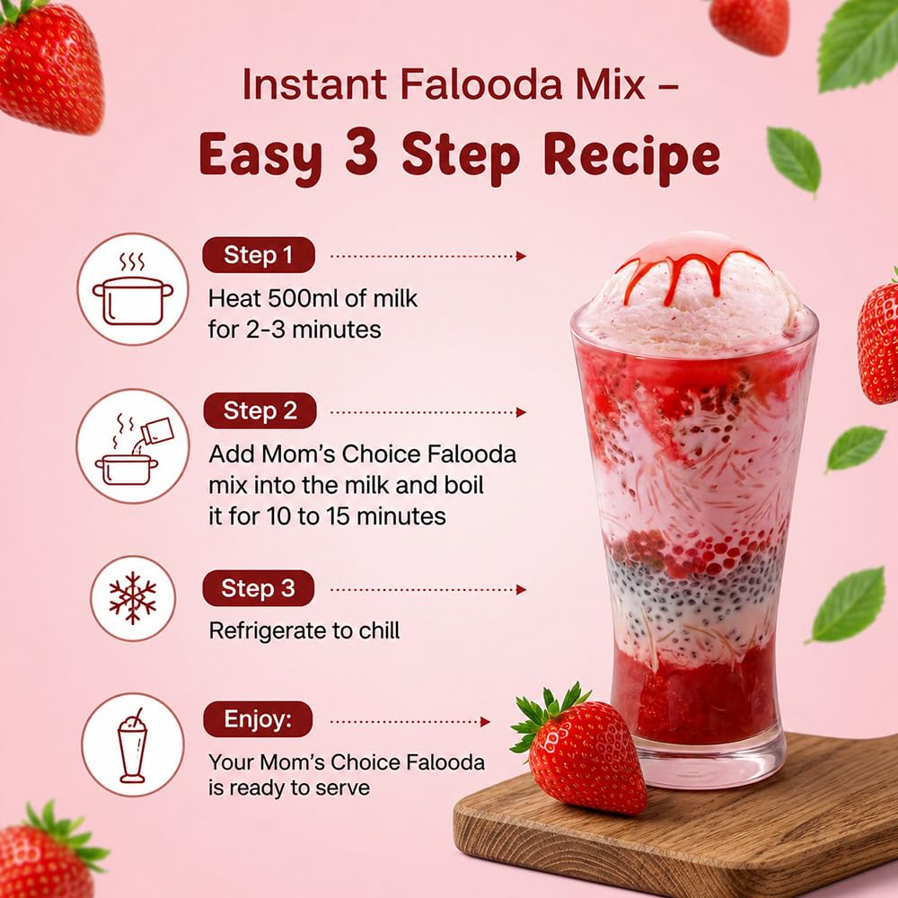 Mom'S Choice Strawberry Falooda Mix 200G