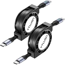 Retractable USB C Cable 100W, [2Pack 4Ft] LED USB C to USB C Cable 5A Fast Charging Cable,Type C to Type C Charger Cord,USB C Cord for iPhone 17/16/15/Pro/Pro Max/Plus iPad MacBook Galaxy Pixel PS5
