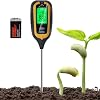 Soil Moisture Meter Digital, 4 in 1 Soil Tester withTemperature/pH/Moisture/Sunlight, Soil Testing Kit for Garden, Farm Outdoor/indoor (Black)