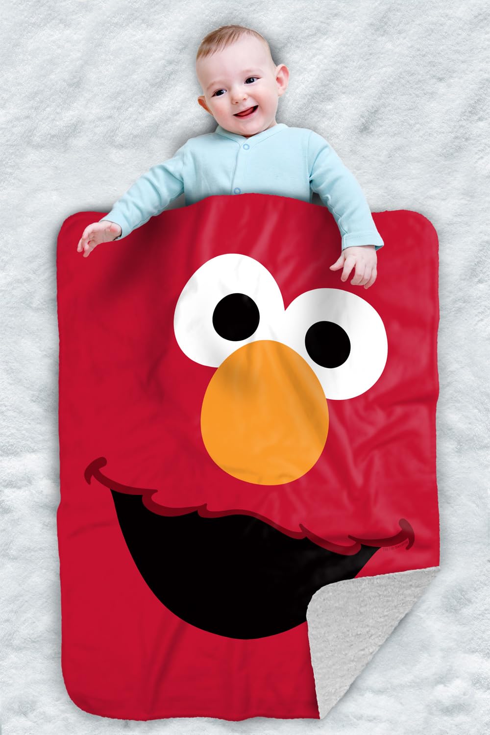 Amazon.com: Sesame Street Elmo Face Sherpa Baby Blanket, Warm Soft